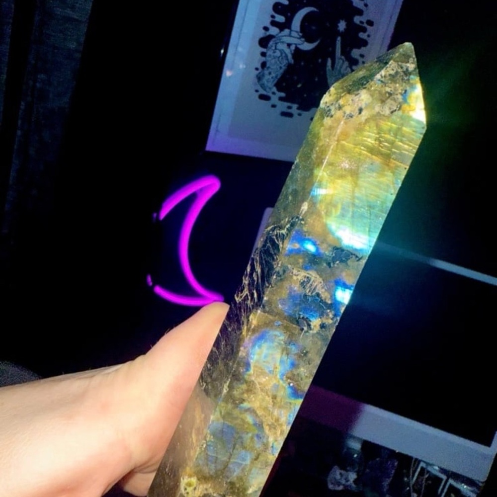 Labradorite Crystal Tower – Polished Flash Point – 236g – 6”